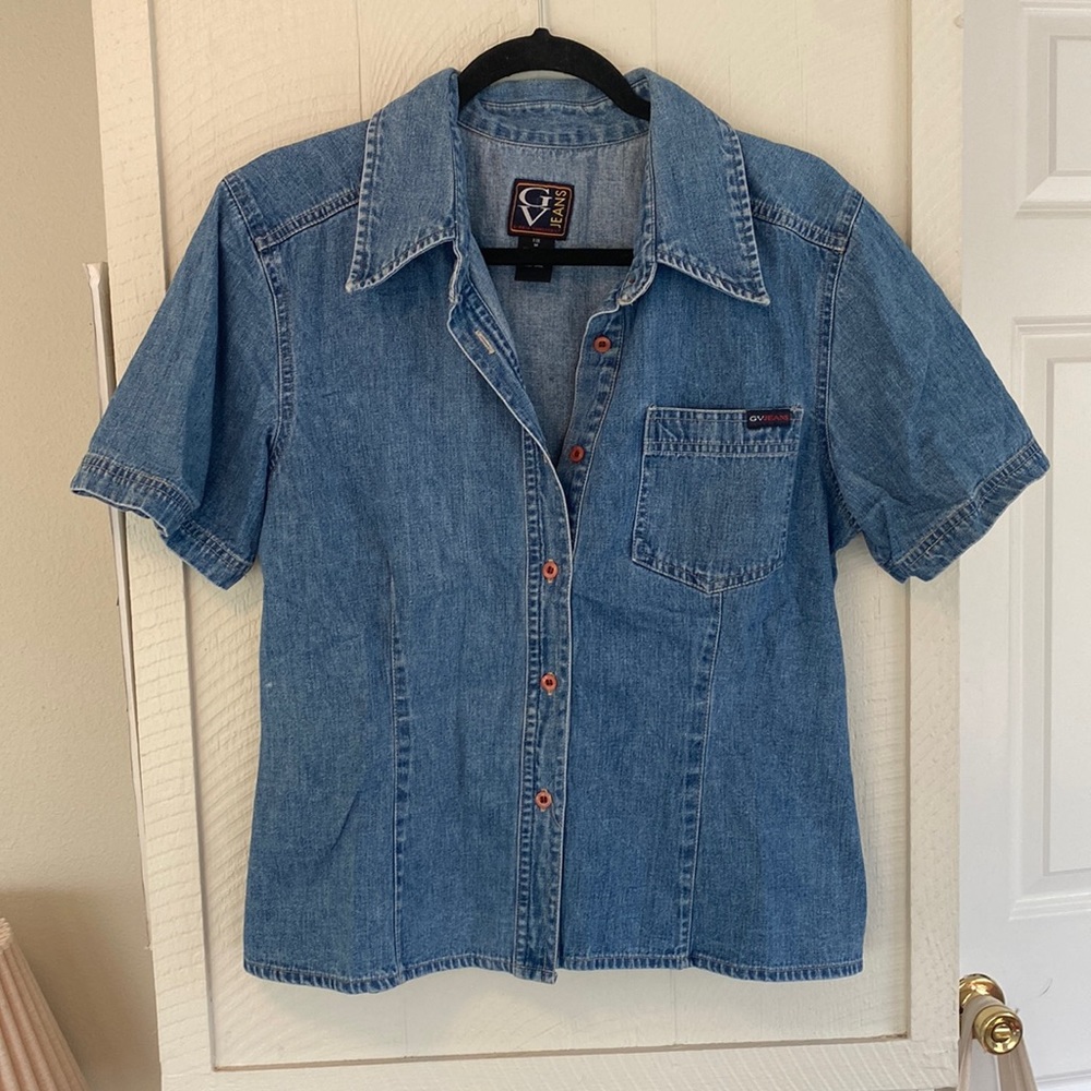 Gloria Vanderbilt Denim Short-sleeve Button up
